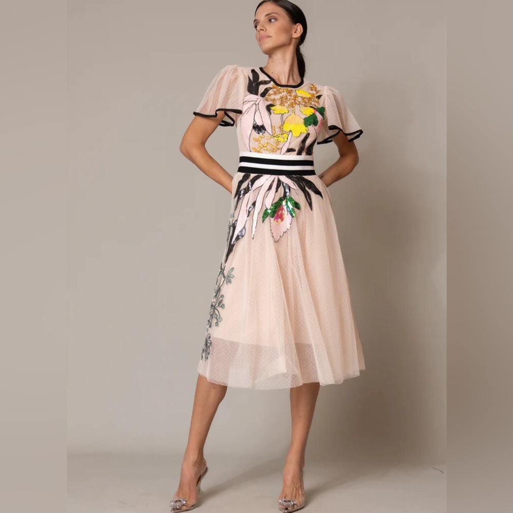 NWOT Sequin, floral midi dress - Medium